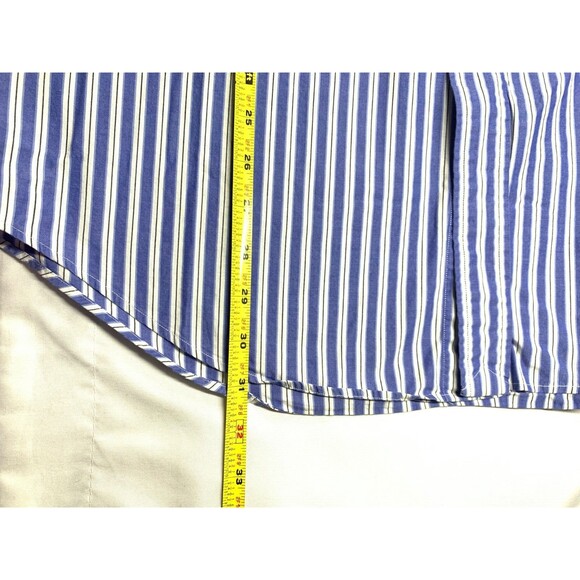 Polo RALPH LAUREN Shirt Mens L Yarmouth (16 32/33) Blue Stripe Long Sleeve - Picture 5 of 8